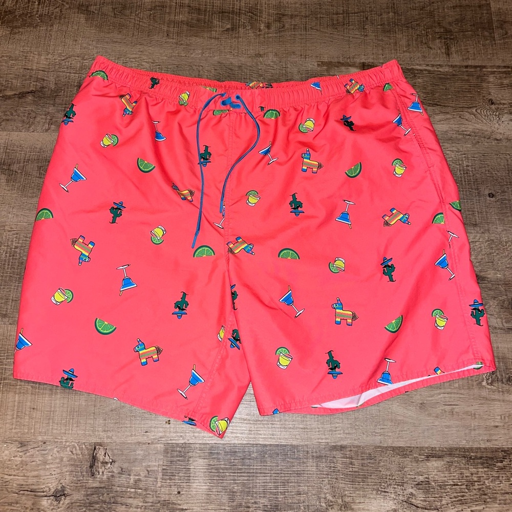 True Nation Coral Pink Margaritas, Limes & Piñatas Swimsuit - Men's Size 4XL EUC